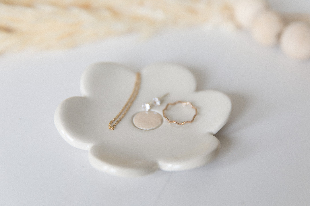 Flower Trinket Dish - White