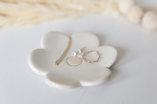 Flower Trinket Dish - White