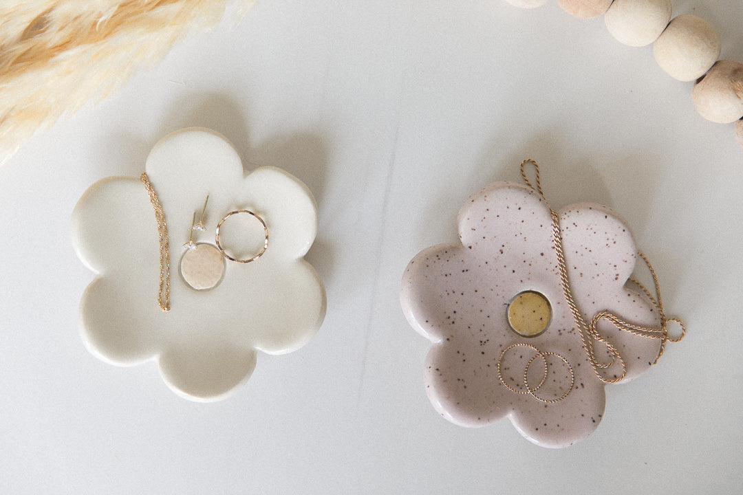 Flower Trinket Dish - White